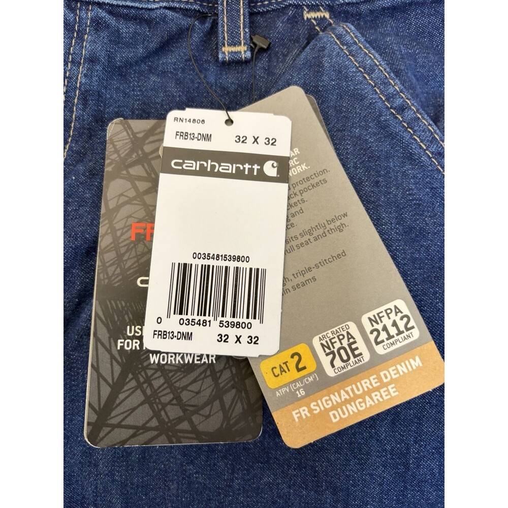 NEW Carhartt Flame Resistant Signature Denim Dungaree Size 32 X 32 Jeans Mens - Picture 3 of 7
